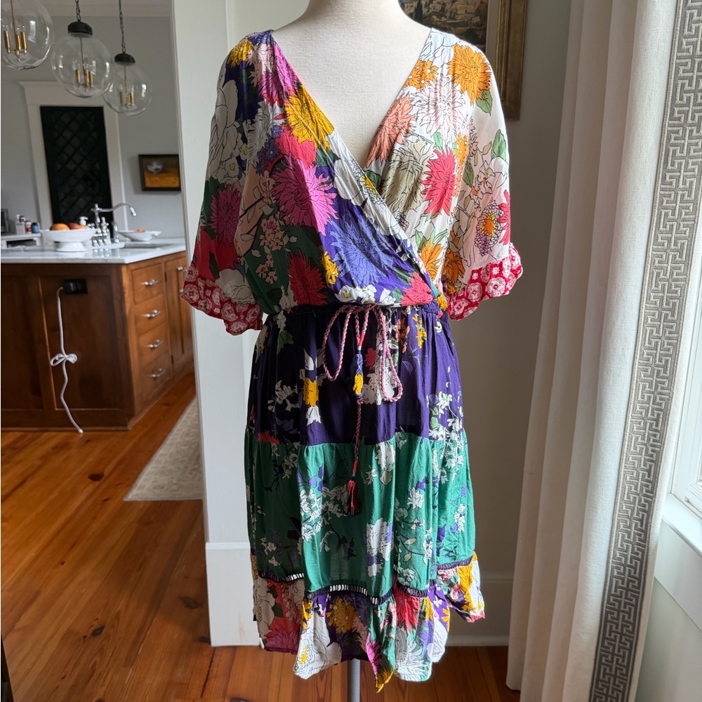 Anthropologie Floral Multicolor Wrap Dress